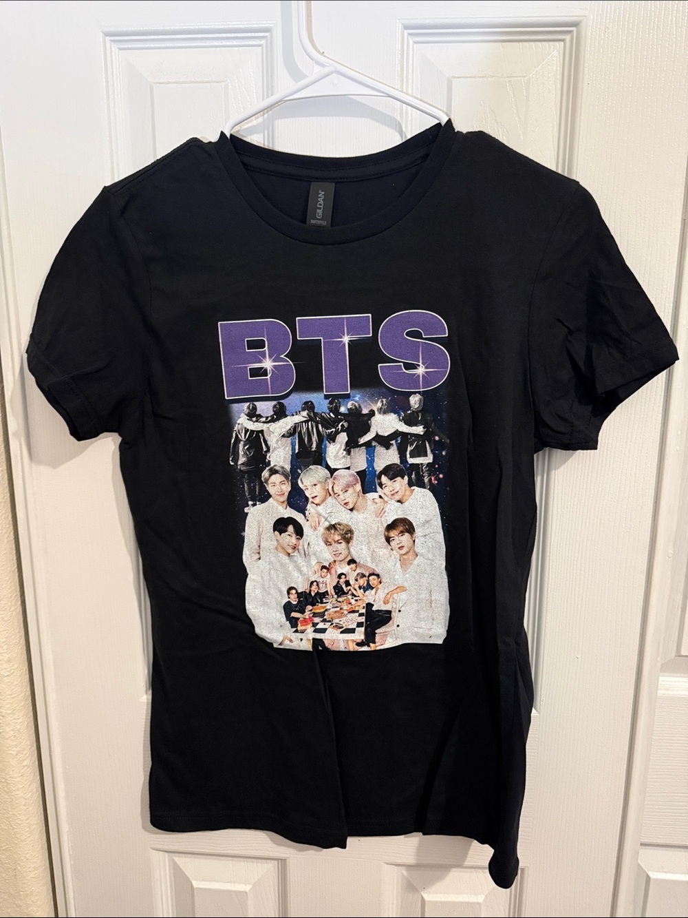 Gildan Black BTS Graphic Short Sleeve Tee with Purple Logo